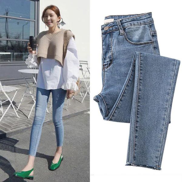 women's jeans woman pants light color stretch high waist skinny autumn ripped pencil, Blue
women's jeans woman pants light color stretch high waist skinny autumn ripped pencil, Blue