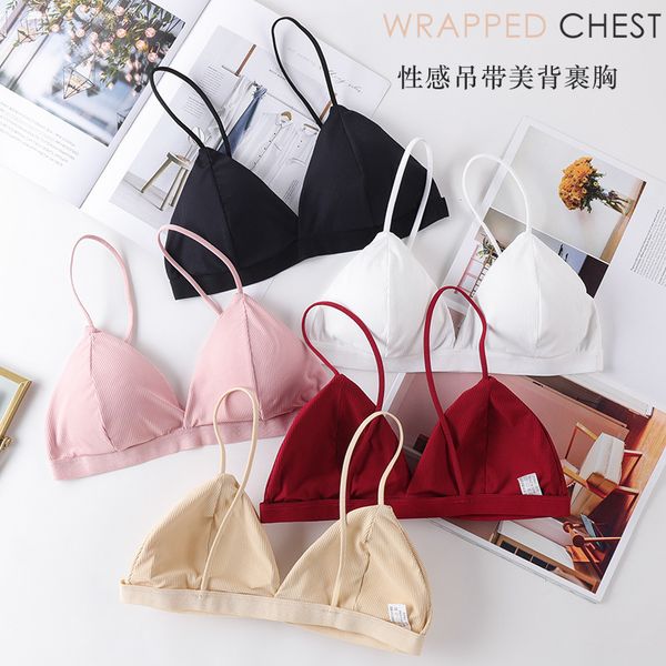 silk summer ice french triangle cup without steel ring girl's bra strap beautiful back students' underwear, Red;black
silk summer ice french triangle cup without steel ring girl's bra strap beautiful back students' underwear, Red;black