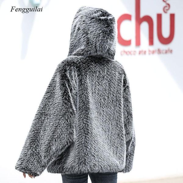 women's fur & faux winter artificial coat luxury loose thick warm plus size plush, Black
women's fur & faux winter artificial coat luxury loose thick warm plus size plush, Black