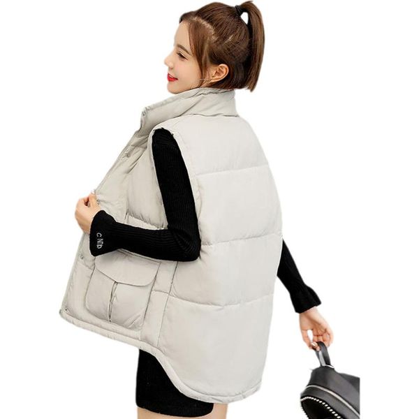 women's vests autumn winter solid loose vest stand-up collar cotton waistcoat female warm big pocket outwear women puffer jacket coat, Black;white
women's vests autumn winter solid loose vest stand-up collar cotton waistcoat female warm big pocket outwear women puffer jacket coat, Black;white