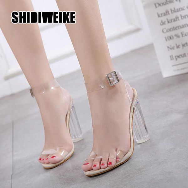 sandals summer pvc transparent high heels women shoes buckle strap ladies fashion crystal square heel party va886, Black
sandals summer pvc transparent high heels women shoes buckle strap ladies fashion crystal square heel party va886, Black