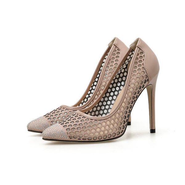 dress shoes women high heel mesh black heels fashion rhinestone summer ladies pumps female
