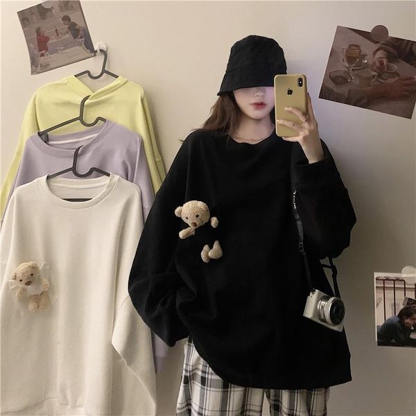 women's hoodies & sweatshirts werueruyu women 2021 autumn winter retro loose korean female o neck long sleeve slim jumper, Black
women's hoodies & sweatshirts werueruyu women 2021 autumn winter retro loose korean female o neck long sleeve slim jumper, Black