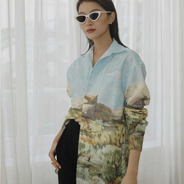 women's two piece pants oil painting fall women blouses long sleeve button up collar designer shirt big print blouse fashion qyti, White
women's two piece pants oil painting fall women blouses long sleeve button up collar designer shirt big print blouse fashion qyti, White