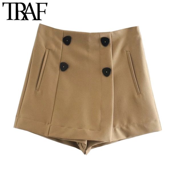 traf women chic fashion with double buttons shorts skirts vintage high waist side zipper female skort mujer 210309, White;black
traf women chic fashion with double buttons shorts skirts vintage high waist side zipper female skort mujer 210309, White;black