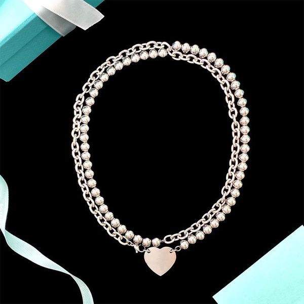 pendant necklaces double level heart necklace classic silver color titanium steel beads and link chain two levels punk style
pendant necklaces double level heart necklace classic silver color titanium steel beads and link chain two levels punk style