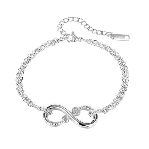 ins niche design fashion simple 8-character bracelet net red friend stainless steel zircon jewelry, Golden;silver 
ins niche design fashion simple 8-character bracelet net red friend stainless steel zircon jewelry, Golden;silver