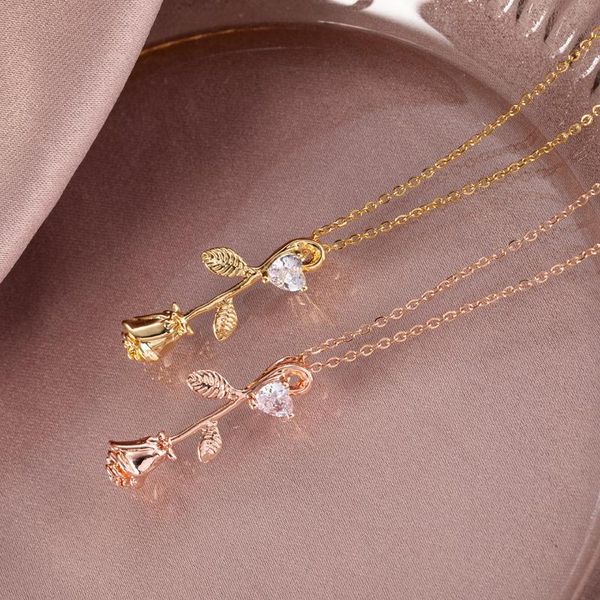 pendant necklaces classic rose flower crystal necklace for women girls plant copper charms stainless steel chain choker jewelry gifts, Silver
pendant necklaces classic rose flower crystal necklace for women girls plant copper charms stainless steel chain choker jewelry gifts, Silver
