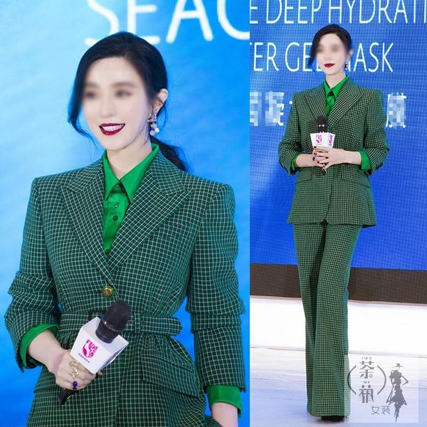 two piece dress the same paragraph autumn and winter green plaid suit female korean fashion straight trousers ol career three-piece, White
two piece dress the same paragraph autumn and winter green plaid suit female korean fashion straight trousers ol career three-piece, White