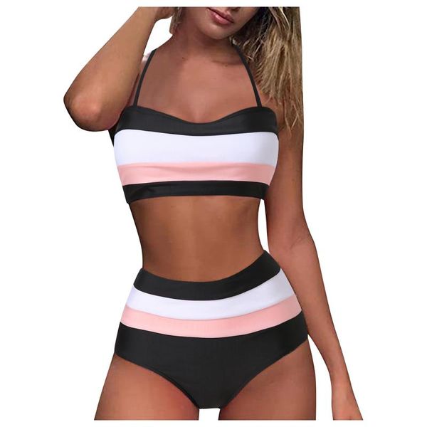women's swimwear 40#2021 striped bikinis women swimsuit high waisted bathing suit swim halter push up set plus size bikini, White;black
women's swimwear 40#2021 striped bikinis women swimsuit high waisted bathing suit swim halter push up set plus size bikini, White;black