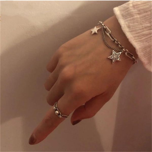 link, chain double star glowing zircon pendant bracelet female jewelry gift fashion wholesale, Black
link, chain double star glowing zircon pendant bracelet female jewelry gift fashion wholesale, Black