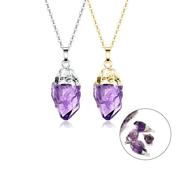 chains purple healing crystal irregular unpolished raw stone pendant necklace for women 1pcs, Silver
chains purple healing crystal irregular unpolished raw stone pendant necklace for women 1pcs, Silver