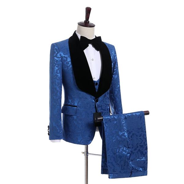 men's tracksuits royal blue jacquard men jacket blazer 3 piece suit black velvet lapel groom tuxedos wedding tuxedo(jacket+pants+tie+ve, Gray
men's tracksuits royal blue jacquard men jacket blazer 3 piece suit black velvet lapel groom tuxedos wedding tuxedo(jacket+pants+tie+ve, Gray