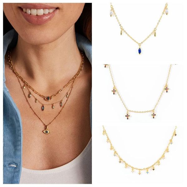 pendant necklaces canner copper chain necklace 2021 trend colorful geometric zircon cross clavicle for women girl birthday gift collar, Silver
pendant necklaces canner copper chain necklace 2021 trend colorful geometric zircon cross clavicle for women girl birthday gift collar, Silver