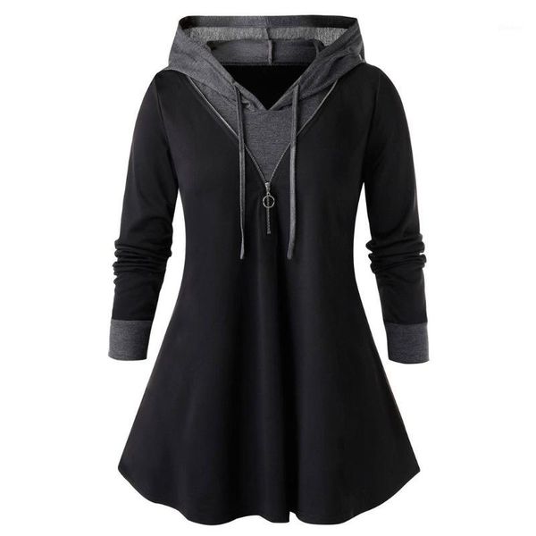 4xl plus size tunic fashion women hooded drawstring zipper shirts loose colorblock splicing blouse and ropa mujer1, White
4xl plus size tunic fashion women hooded drawstring zipper shirts loose colorblock splicing blouse and ropa mujer1, White