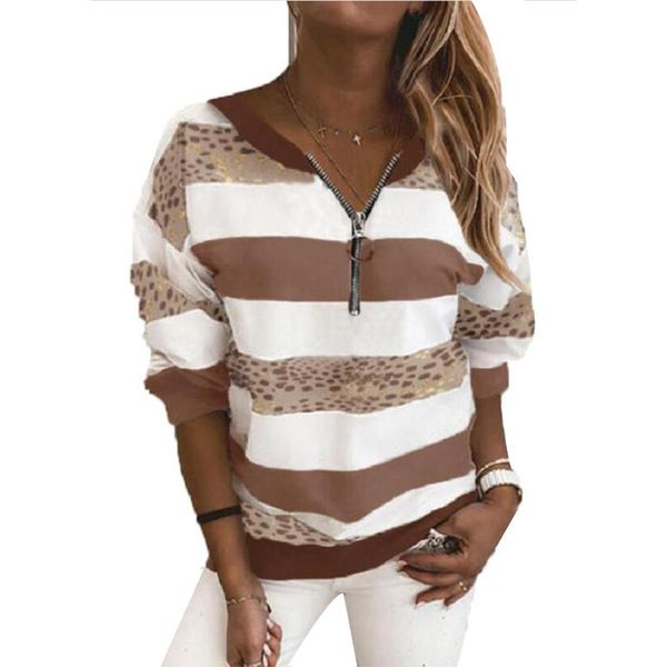 women pullovers zipper up v-neck sweashirt casual striped print female clothing fashion long sleeve autumn winter oversized, Black 
women pullovers zipper up v-neck sweashirt casual striped print female clothing fashion long sleeve autumn winter oversized, Black