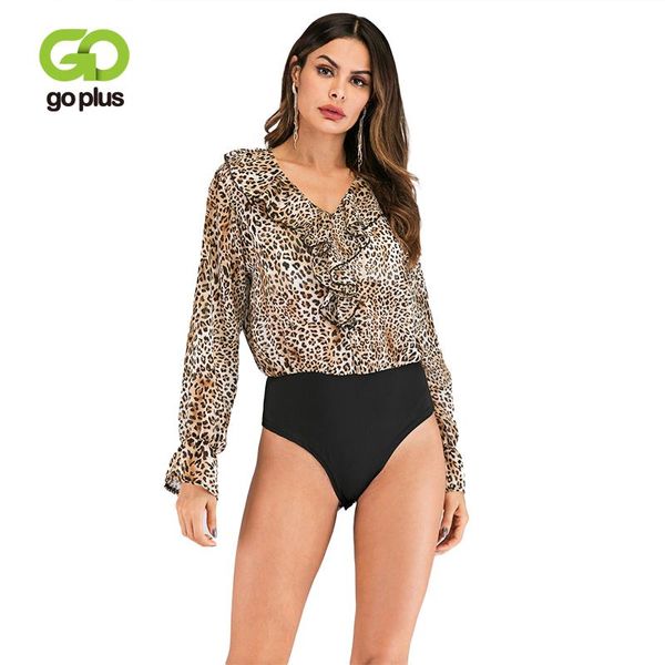 goplus chiffon long sleeve bodysuit women v-neck leopard ruffle bodysuits casual spring summer streetwear bodysuits c7481, Black;white 
goplus chiffon long sleeve bodysuit women v-neck leopard ruffle bodysuits casual spring summer streetwear bodysuits c7481, Black;white