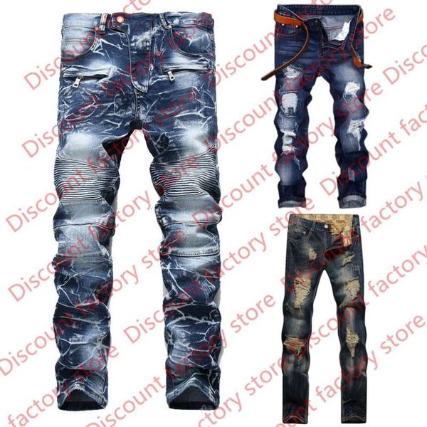 men casual ripped jeans washed straight slim pleated motorcycle biker jeans pants male denim trousers plus size 42, Blue
men casual ripped jeans washed straight slim pleated motorcycle biker jeans pants male denim trousers plus size 42, Blue