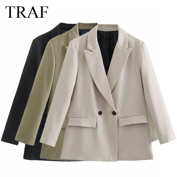 women's suits & blazers clothing fashion double breasted loose coat vintage long sleeve pockets female outerwear all-match jackets, White;black
women's suits & blazers clothing fashion double breasted loose coat vintage long sleeve pockets female outerwear all-match jackets, White;black