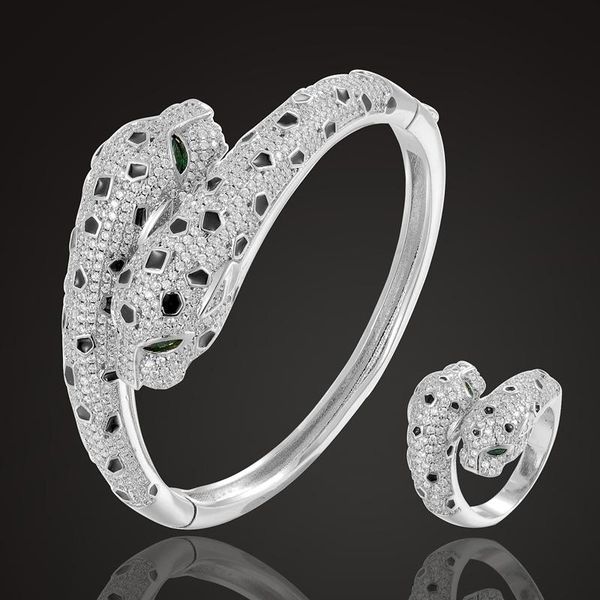 earrings & necklace jet enamel leopard animal bangle with ring jewelry sets cubic zircon wedding bracelet bridal love couple joias, Silver
earrings & necklace jet enamel leopard animal bangle with ring jewelry sets cubic zircon wedding bracelet bridal love couple joias, Silver