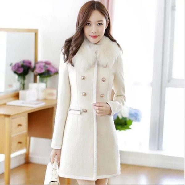 white long wool coat elegant fashion women winter warm outwear wool lapel trench coat jacket detachable fur collar women coats, Black
white long wool coat elegant fashion women winter warm outwear wool lapel trench coat jacket detachable fur collar women coats, Black