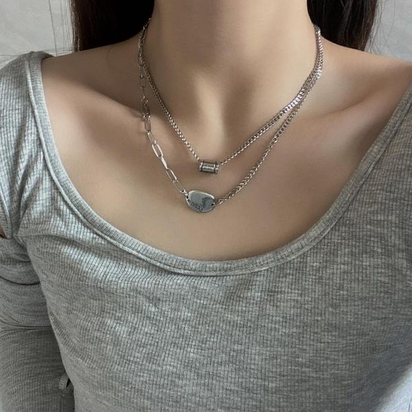 pendant necklaces korean fashion double-layer titanium steel necklace personality geometric bead shortcurved letterclaviclechainfemaleneck, Silver
pendant necklaces korean fashion double-layer titanium steel necklace personality geometric bead shortcurved letterclaviclechainfemaleneck, Silver