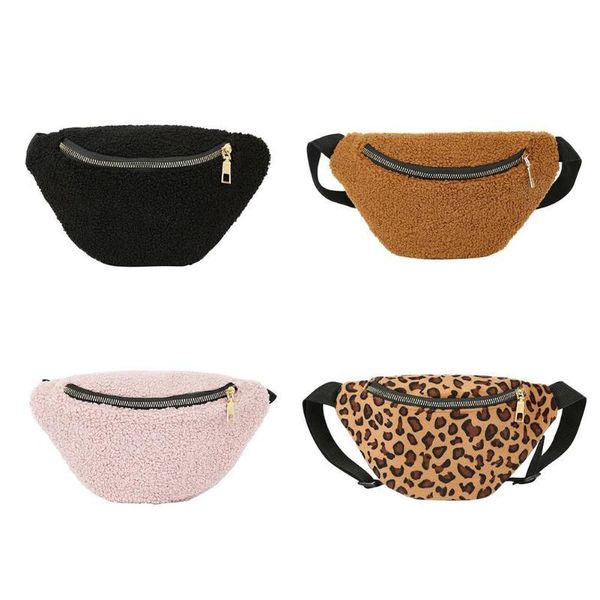 waist bags women girls handbags lamb wool chest casual belt fanny pack bum pouch