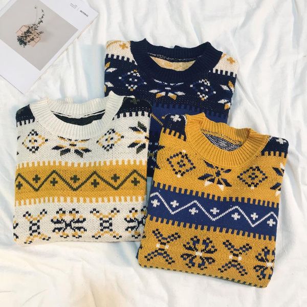 women's sweaters 2021 women sweater vintage long sleeve oversized loose round neck knit white geometric pattern embroidery female, White;black
women's sweaters 2021 women sweater vintage long sleeve oversized loose round neck knit white geometric pattern embroidery female, White;black