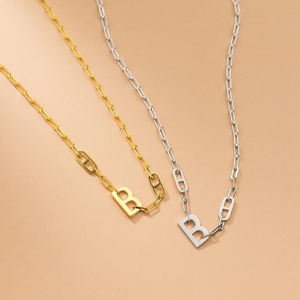 chains 925 sterling silver letter b chain necklaces & pendant for women gold elegant choker collier femme fine jewelry personality
chains 925 sterling silver letter b chain necklaces & pendant for women gold elegant choker collier femme fine jewelry personality