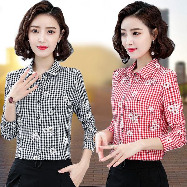 women's blouses & shirts spring cotton plaid embroidery slim formal business work shirt lady office plus size casual blouse blusa, White
women's blouses & shirts spring cotton plaid embroidery slim formal business work shirt lady office plus size casual blouse blusa, White
