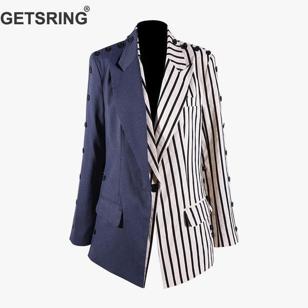 women's suits & blazers getsring woman coat irregular stripe splicing color matching long blazer women asymmetry detachable sleeve coat, White;black
women's suits & blazers getsring woman coat irregular stripe splicing color matching long blazer women asymmetry detachable sleeve coat, White;black