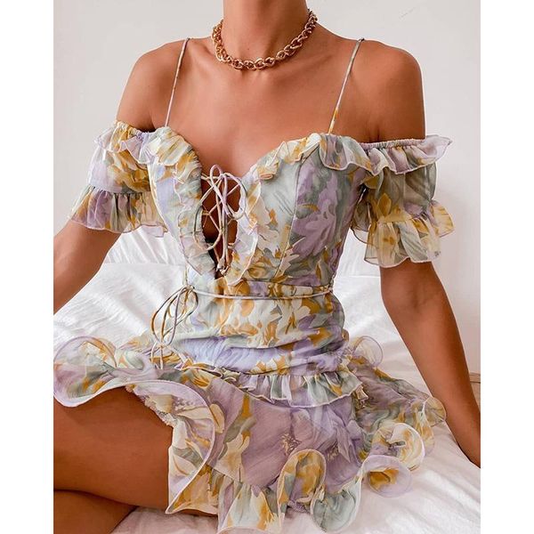 casual dresses fashion women off shoulder spaghetti strap floral print mini dress ruffled lace-up summer short, Black;gray
casual dresses fashion women off shoulder spaghetti strap floral print mini dress ruffled lace-up summer short, Black;gray