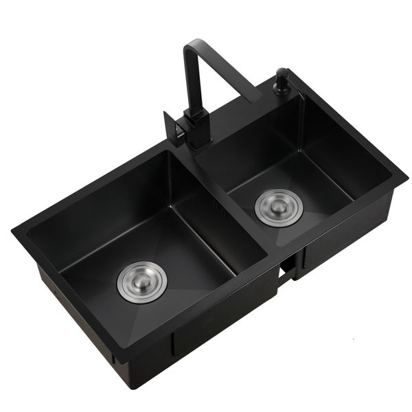 2021 new black nano-sink of the artisanal kitchen basin double-thickened intestine 304 stainless steel house sink with large capacity 78x43c
2021 new black nano-sink of the artisanal kitchen basin double-thickened intestine 304 stainless steel house sink with large capacity 78x43c