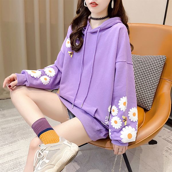 2021 new daisy print hooded mid-length drop-shoulder long-sleeved autumn fashion sweatshirt women 9ueg, Black
2021 new daisy print hooded mid-length drop-shoulder long-sleeved autumn fashion sweatshirt women 9ueg, Black