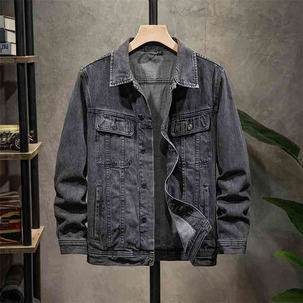 autumn men's denim jacket fashion casual loose lapel classic black retro cotton brand 210811, Black;brown
autumn men's denim jacket fashion casual loose lapel classic black retro cotton brand 210811, Black;brown
