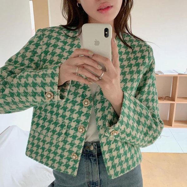 women's jackets korean energetic autumn jacket small fresh white thousand bird lattice single row reduced age cardigan long sleeve shor, Black;brown
women's jackets korean energetic autumn jacket small fresh white thousand bird lattice single row reduced age cardigan long sleeve shor, Black;brown