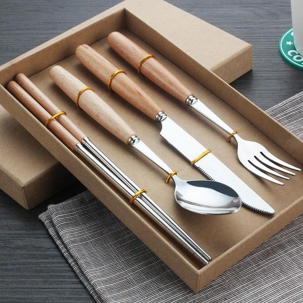 4pcs/2pcs stainless steel west tableware set beech wood handle knife fork spoon chopsticks suit outdoor portable tableware set
4pcs/2pcs stainless steel west tableware set beech wood handle knife fork spoon chopsticks suit outdoor portable tableware set
