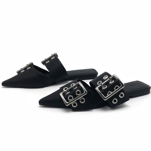 slippers 2021 spring summer women's shoes korean metal button pointed toe women baotou mules flat heel sets semi u332, Black
slippers 2021 spring summer women's shoes korean metal button pointed toe women baotou mules flat heel sets semi u332, Black