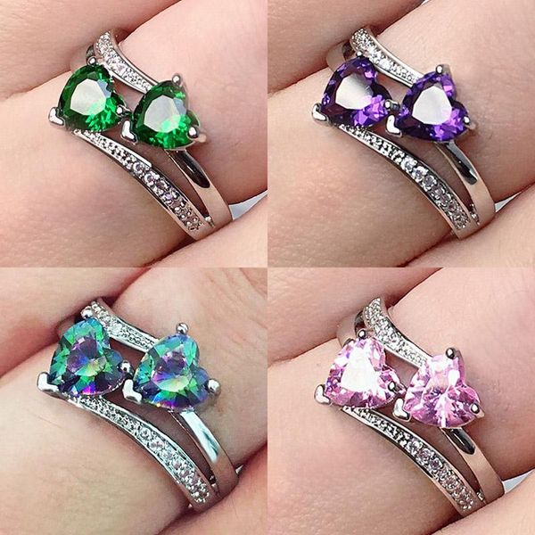 wedding rings ustar 7 colors heart cubic zirconia for women fashion jewelry silver color promise engagement female anel, Slivery;golden 
wedding rings ustar 7 colors heart cubic zirconia for women fashion jewelry silver color promise engagement female anel, Slivery;golden