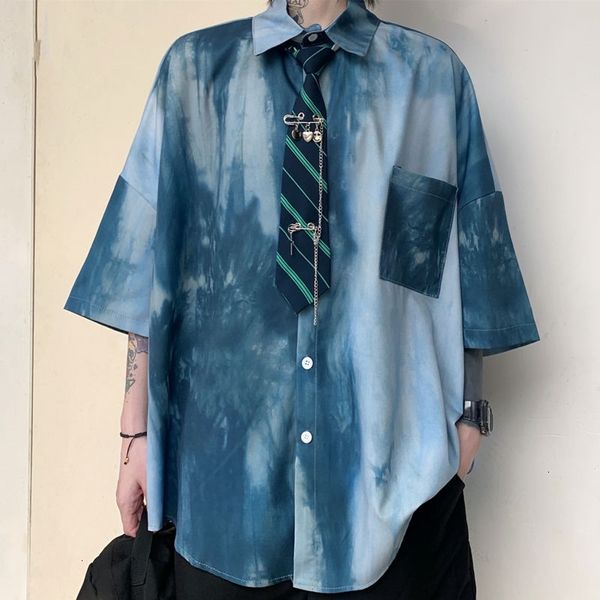 men's casual shirts summer tie-dye fashion men streetwear korean loose short-sleeved mens dress -xl y06e, White;black
men's casual shirts summer tie-dye fashion men streetwear korean loose short-sleeved mens dress -xl y06e, White;black