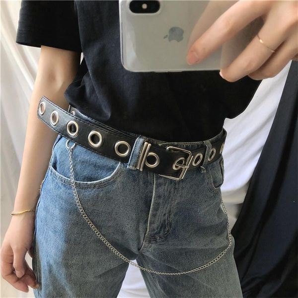 belts 2021 fashion harajuku women punk chain belt adjustable black single eyelet grommet metal buckle leather waistband for jeans, Black;brown
belts 2021 fashion harajuku women punk chain belt adjustable black single eyelet grommet metal buckle leather waistband for jeans, Black;brown