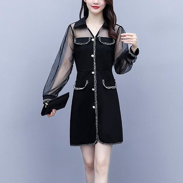 casual dresses mesh sheer lantern sleeve sequin button dress women autumn korean elegant chic a line patchwork striped vestidos, Black;gray
casual dresses mesh sheer lantern sleeve sequin button dress women autumn korean elegant chic a line patchwork striped vestidos, Black;gray