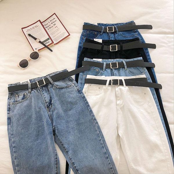 women's jeans spring autumn solid high waist ankle-length women korean button harem pants woman streetwear vintage with belt, Blue
women's jeans spring autumn solid high waist ankle-length women korean button harem pants woman streetwear vintage with belt, Blue