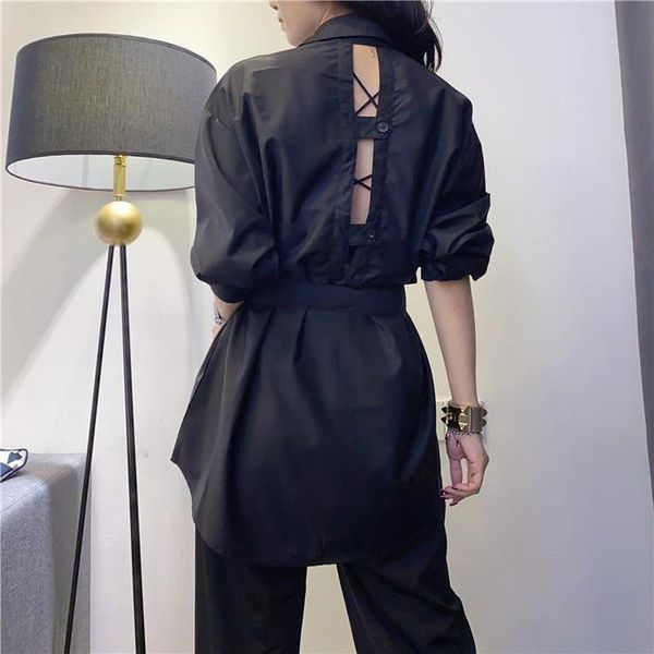 women's blouses & shirts blackless shirt women 2021 spring autumn original design tide chic long sleeve slim waist tie turn down collar, White
women's blouses & shirts blackless shirt women 2021 spring autumn original design tide chic long sleeve slim waist tie turn down collar, White