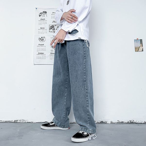 2021 wide-leg men's fashion retro casual drawstring jeans men streetwear hip-hop straight denim trousers mens hbc6, Blue
2021 wide-leg men's fashion retro casual drawstring jeans men streetwear hip-hop straight denim trousers mens hbc6, Blue