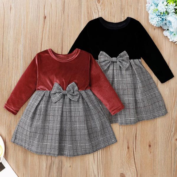 girl's dresses 2021 baby causal long-sleeved dress fashion velvet plaid stitching bowknot round neck children princess, Red;yellow
girl's dresses 2021 baby causal long-sleeved dress fashion velvet plaid stitching bowknot round neck children princess, Red;yellow