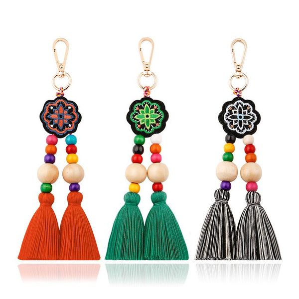 keychains cotton thread tassel with colorful wood beads handbag accessorise boho embroidery flower for women keyring jewelry, Silver
keychains cotton thread tassel with colorful wood beads handbag accessorise boho embroidery flower for women keyring jewelry, Silver