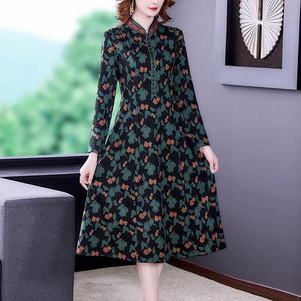 casual dresses women's autumn dress spring 2021 office lady french style vintage print long sleeve stand neck high waist zipper, Black;gray
casual dresses women's autumn dress spring 2021 office lady french style vintage print long sleeve stand neck high waist zipper, Black;gray