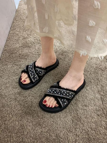 slippers women's shoes outdoor 2021 summer fashion pearl flashing diamond platform casual women, Black
slippers women's shoes outdoor 2021 summer fashion pearl flashing diamond platform casual women, Black