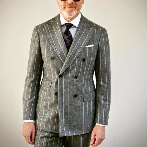 men's suits & blazers vintage gentleman business stripe grey men double breasted jacket with pants 2 pieces tweed wedding tuxedos party, White;black
men's suits & blazers vintage gentleman business stripe grey men double breasted jacket with pants 2 pieces tweed wedding tuxedos party, White;black